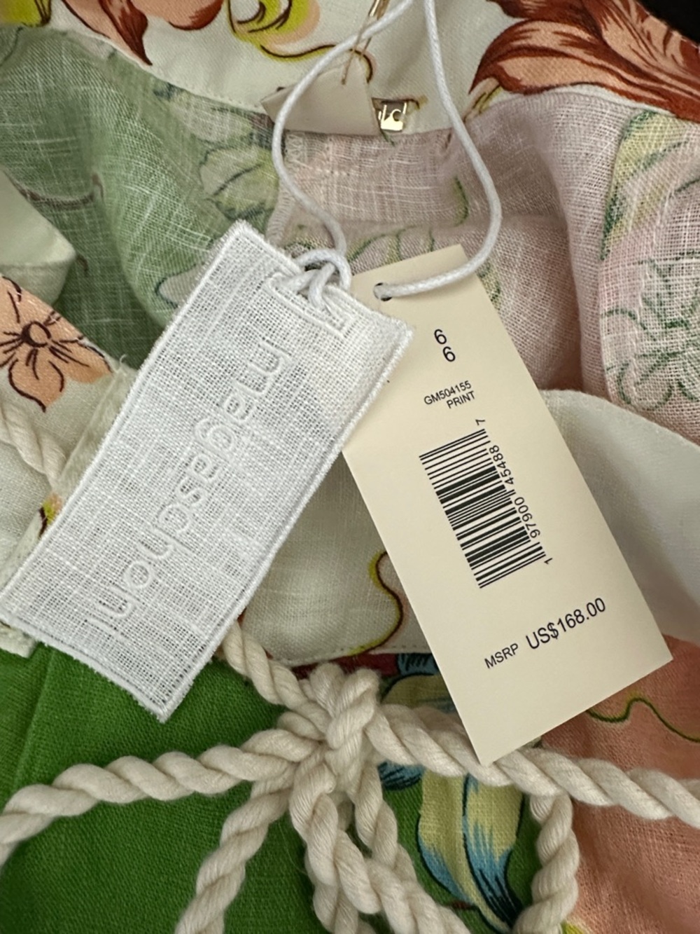 NWT ❤️ Magaschoni Floral Patchwork Tassel Rope Waist Linen Skirt - Picture 8 of 8